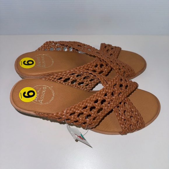 André Assous Bryana Women’s Woven Wedge Sandals Brown Size 9 M NEW - Picture 6 of 13